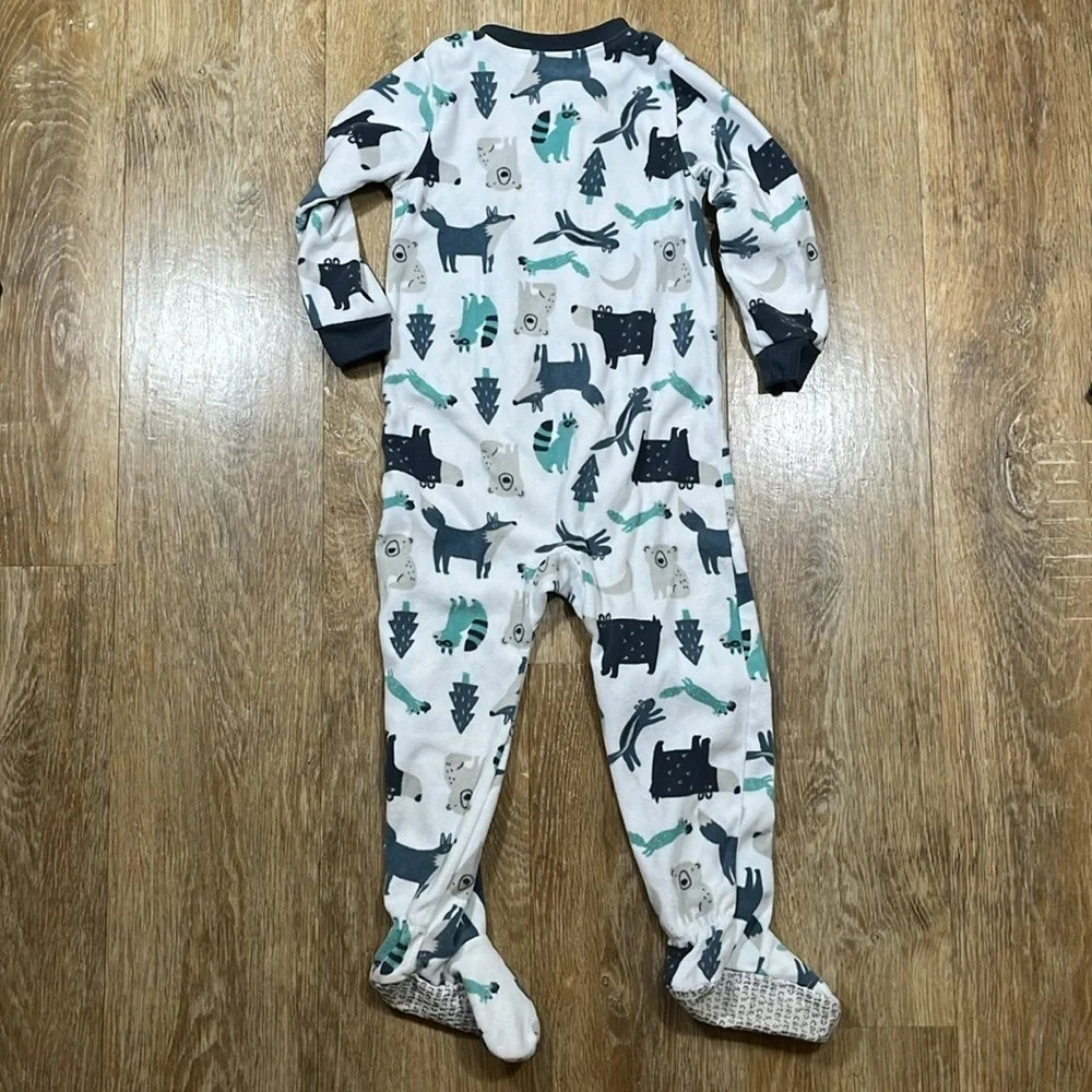 Carter's 4T Onesie Footie Pajamas Pjs Fleece Warm Winter Zip Up EUC - Lot of 2